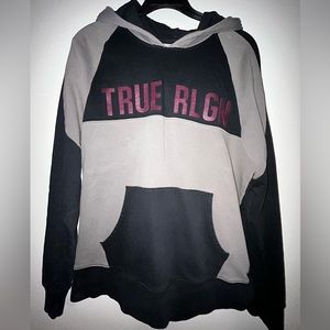 True Religion Black Hoodie Pullover Sweatshirt Mens